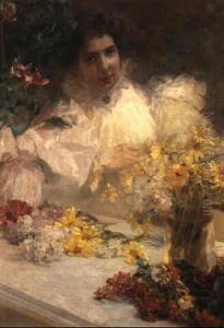 Self Portrait With Flowers by Charlotte Hampel