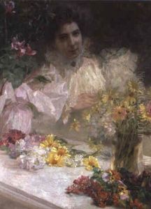 Frau Beim Blumenstecken by Charlotte Hampel