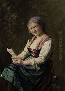 Bildnis Eines Sitzenden Madchens Mit Brief by Hans Hamza