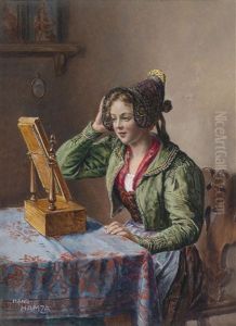 Junges Madchen Vor Dem Spiegel by Hans Hamza