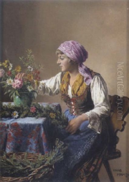 Bauernmadchen Mit Blumen - view 1