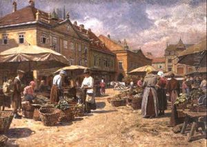 Markttag In Einer Alt"sterreichischen Kleinstadt by Hans Hamza