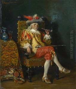 Musketier Mit Pfeife Und Weinglas