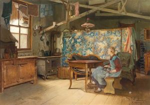 Farmhouse Interior, Zurich 1899 by Johann Hamza