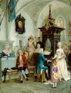 Wolfgang Amadeus Mozart Musiziert Im Kreise Seiner Familie