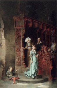 In Der Kirche. Patrizierfamilie Verlast Das Reichgeschmuckte Gotische Chorgestuhl by Johann Hamza