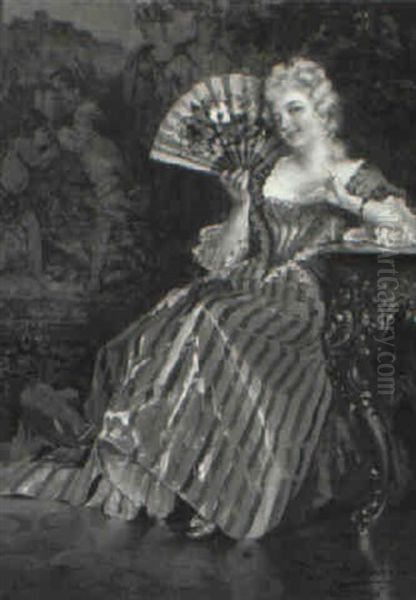 Lady With Fan In Interior - view 1