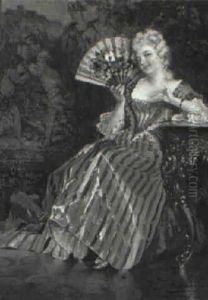 Lady With Fan In Interior