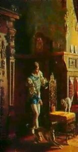 Interior Med Man I Sidendrakt by Johann Hamza