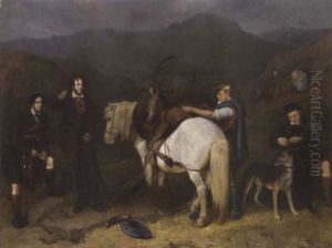 Portrait Of Lord Kinnaird And Richard Williams Deerstalking In Falah Forest by Charles Hancock
