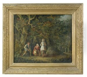 Figures In A Woodland Landscape by Thomas Hand