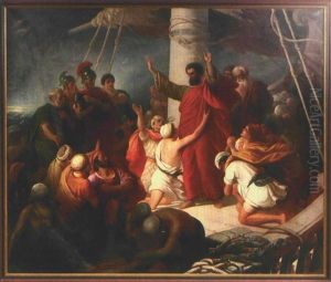 Biblische Szene Auf Romischem Schiff Mit Reicher Figurenstaffage, Der Heilig Paulus Nach Seiner Verhaftung Auf Dem Weg In Die Gefangenschaft Nach Rom
