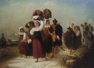 Heimkehrende Landleute In Der Romischen Campagna by Paul Haendler