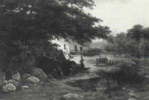 A Landscape With Women Laundering In A Stream by Louwrens Hanedoes