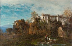 Blick Auf Anacapri Mit Dem Vesuv by Ernst Hanfstaengl