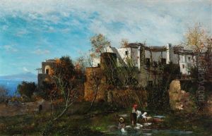 Scenery From Capri With Vesuvius In The Background by Ernst Hanfstaengl