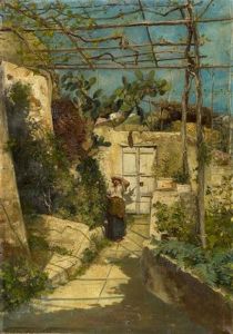 Garten Mit Pergola by Ernst Hanfstaengl