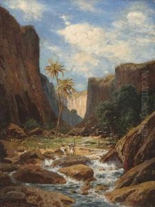 Nordafrikanisches Felsental Mit Bachlauf by Ernst Hanfstaengl