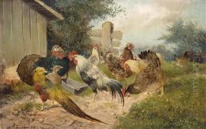 Federvieh Im Hinterhof by Max Josef Haenger Sr.