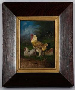 Trio Of Chickens by Max Josef Haenger Sr.