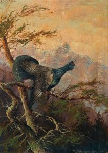 Herbstlandschaft Mit Auerhahnen (+ Another, Similar; Pair)
