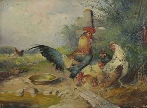 Huhnerhof by Max Josef Haenger Sr.