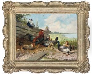Cocks And Chicks by Max Josef Haenger Sr.