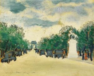 The Champs-elysees In Paris by Rezso Balint