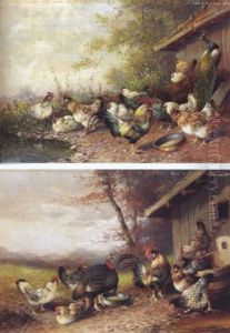 Huhnerhofszene by Max Josef Haenger Sr.