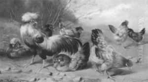 Huhnerhof by Max Josef Haenger Sr.