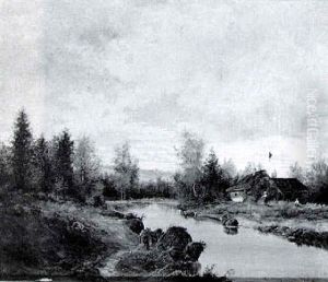 Bauerngehoft In Waldlandschaft Bauerngehoft In Waldlandschaft