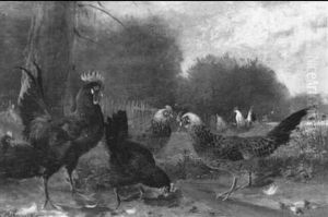 Federvieh In Einer Landschaft by Max Josef Haenger Sr.