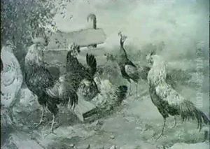 Poultry In A Landscape by Max Josef Haenger Sr.