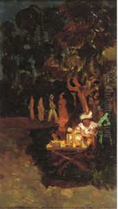 Illuminated Table In The Forest