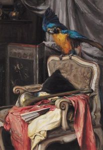 Stilleben Mit Papagei Und Trompete. Kunstlerisches Interieur by Alois Hanisch
