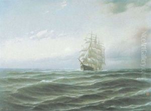 Vollschiff In Ruhiger See by Wilhelm Hanken