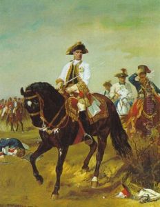 Feldmarschall Gideon Ernst Freiherr Von Laudon Auf Dem Schlachtfeld Bei Kunersdorf by Louis Hankes
