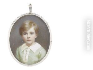 Robert Gerard, 4th Baron Gerard (1918-1992), Aged 6, Wearing Pale Green Chemise With White Collar And Green Buttons, His Golden Hair Parted To One Side by Mabel Lee Hankey