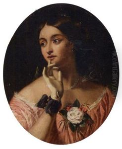 A Lovely Lady Wearing A Pink Dress by Robert Hannah