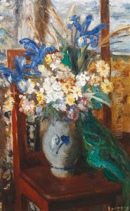 Still Life Of Daises And Gladioli