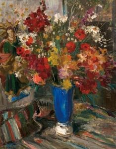 Atelier - Blumenstillleben by Paul Hannaux