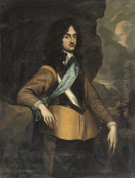 Portrait Of King Charles Ii In A Buff Embroidered Coat And Breastplate - view 1