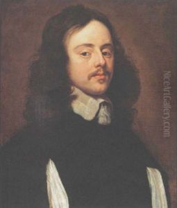 A Portrait Of A Gentleman Wearing Black Costume With White Lace Collar And Sleeves