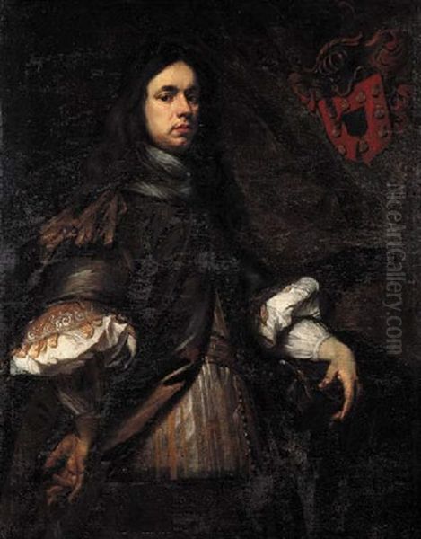 Portrait Of A Member Of The Imstenraedt Family Wearing A Light Brown Coat With Silk Waistcoat, Lace Chemise, Holding A Baton In His Left Hand - view 1