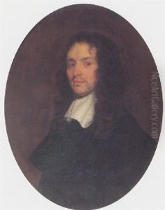 Portrait Of A Gentleman, Wearing A Dark Coat And White Collar