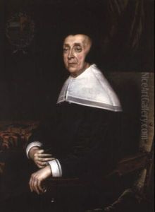 Portrait Of A Lady Of The Sas Family In A Black Dress And Hat by Adriaen Hanneman