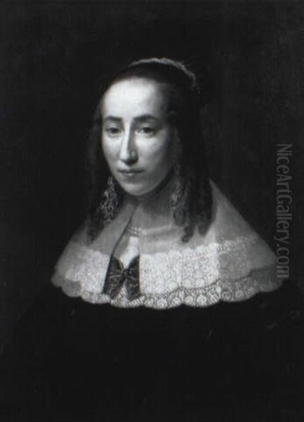 Portrait Of A Lady, In Black Dress And Lace Collar - view 1