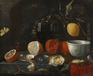 Stilleben Med Ostron, Granatapple Och Citron by Johannes Hannot