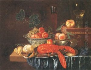 Nature Morte Avec Hommard, Plat En Etain, Fruits Et Petite Boite
