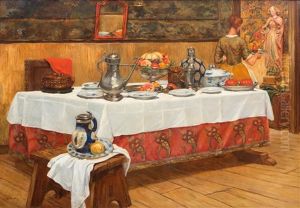 Interior With Well-laid Table by Alexandre Hannotiau